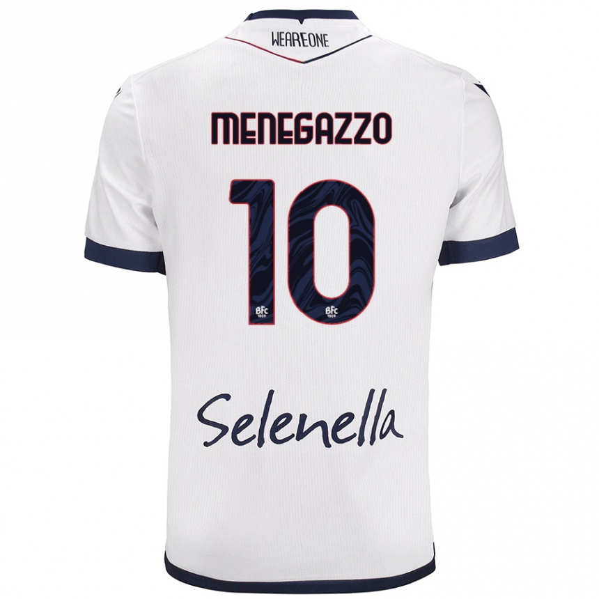 Niño Fútbol Camiseta Lorenzo Menegazzo #10 Blanco Azul Real 2ª Equipación 2024/25 Argentina