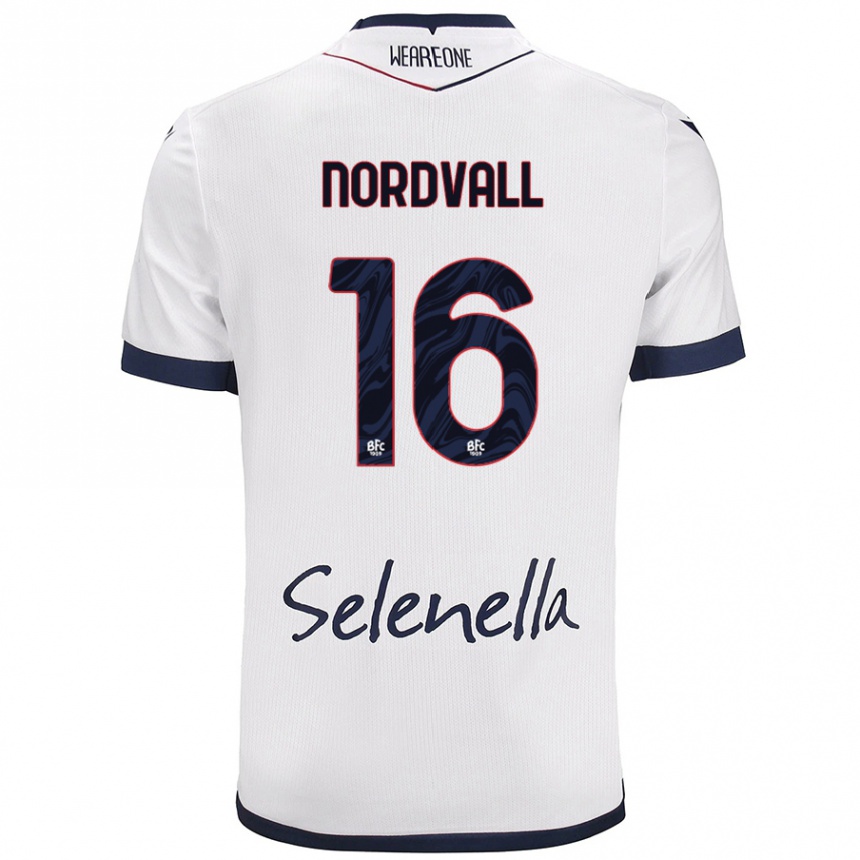 Niño Fútbol Camiseta Ossian Nordvall #16 Blanco Azul Real 2ª Equipación 2024/25 Argentina