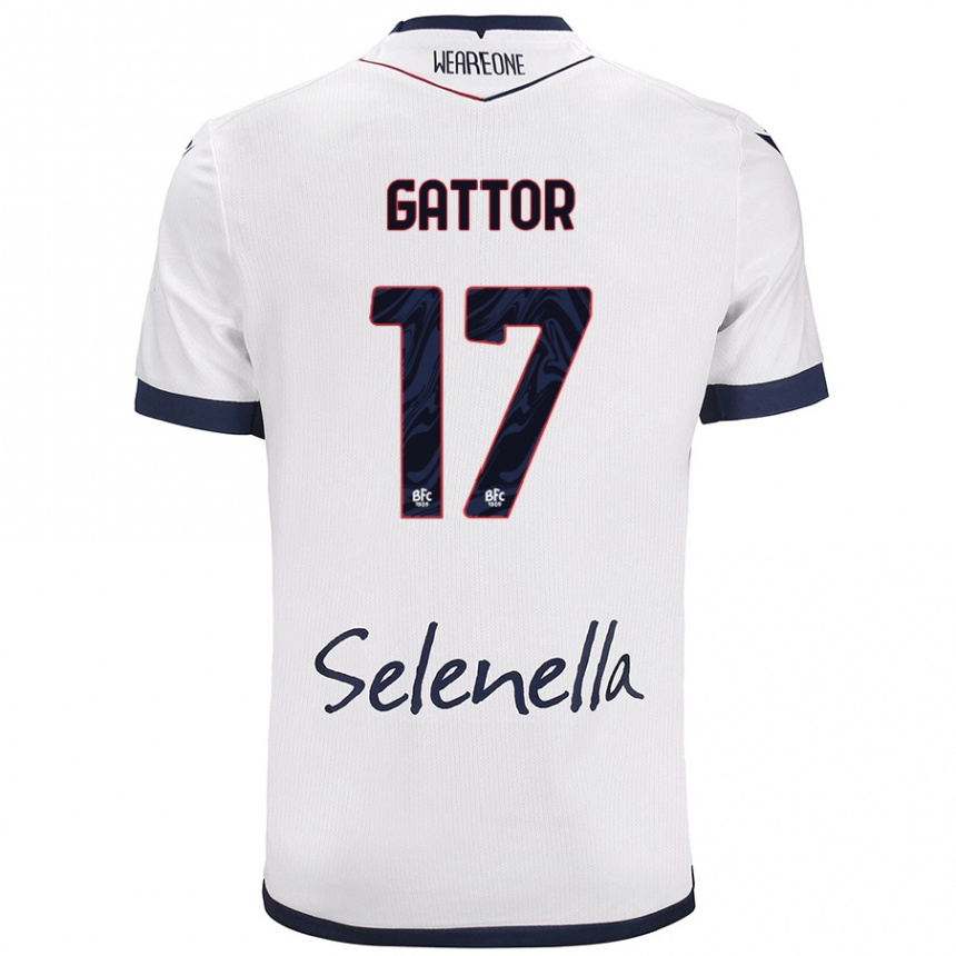 Niño Fútbol Camiseta Gianluca Gattor #17 Blanco Azul Real 2ª Equipación 2024/25 Argentina