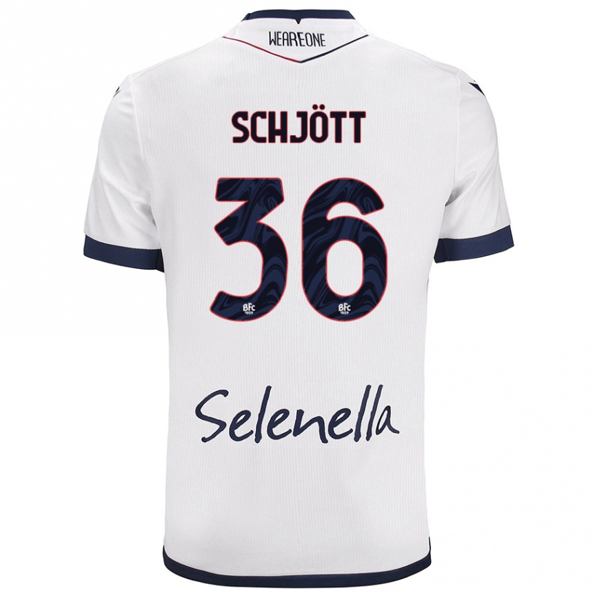 Niño Fútbol Camiseta Gustav Schjött #36 Blanco Azul Real 2ª Equipación 2024/25 Argentina