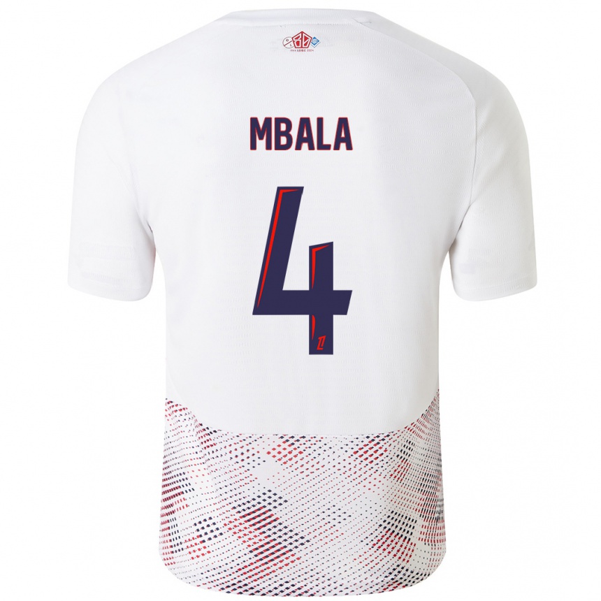 Niño Fútbol Camiseta Olivia Mbala #4 Blanco Azul Real 2ª Equipación 2024/25 Argentina