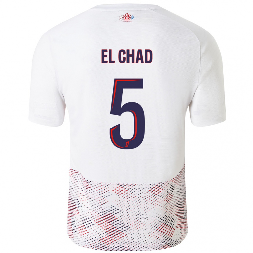 Niño Fútbol Camiseta Nesryne El Chad #5 Blanco Azul Real 2ª Equipación 2024/25 Argentina