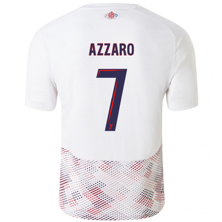 Niño Fútbol Camiseta Lorena Azzaro #7 Blanco Azul Real 2ª Equipación 2024/25 Argentina