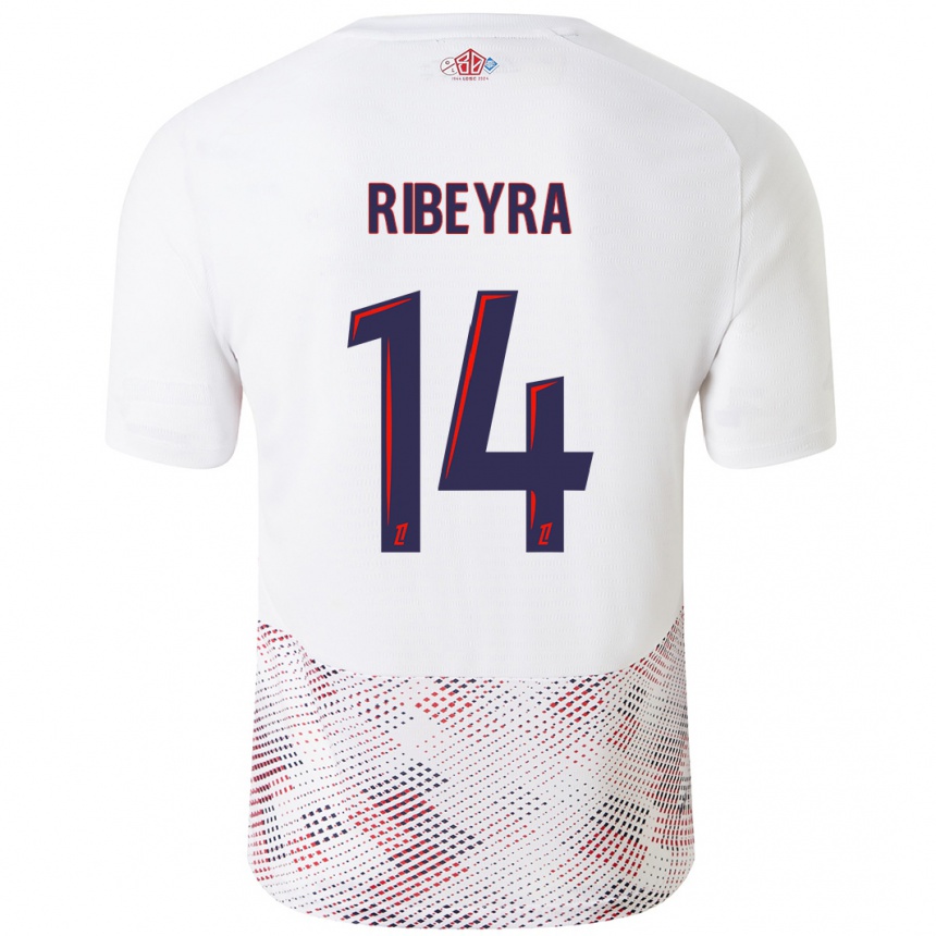 Niño Fútbol Camiseta Anaïs Ribeyra #14 Blanco Azul Real 2ª Equipación 2024/25 Argentina