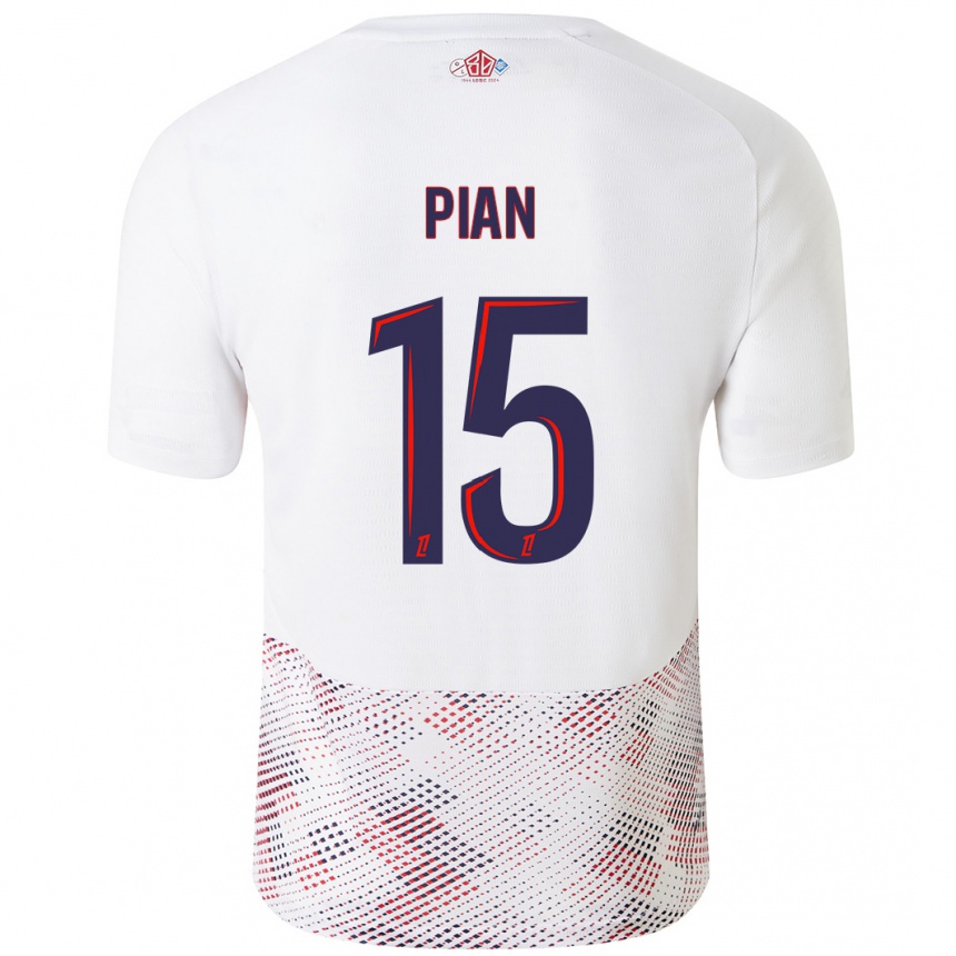 Niño Fútbol Camiseta Julie Pian #15 Blanco Azul Real 2ª Equipación 2024/25 Argentina