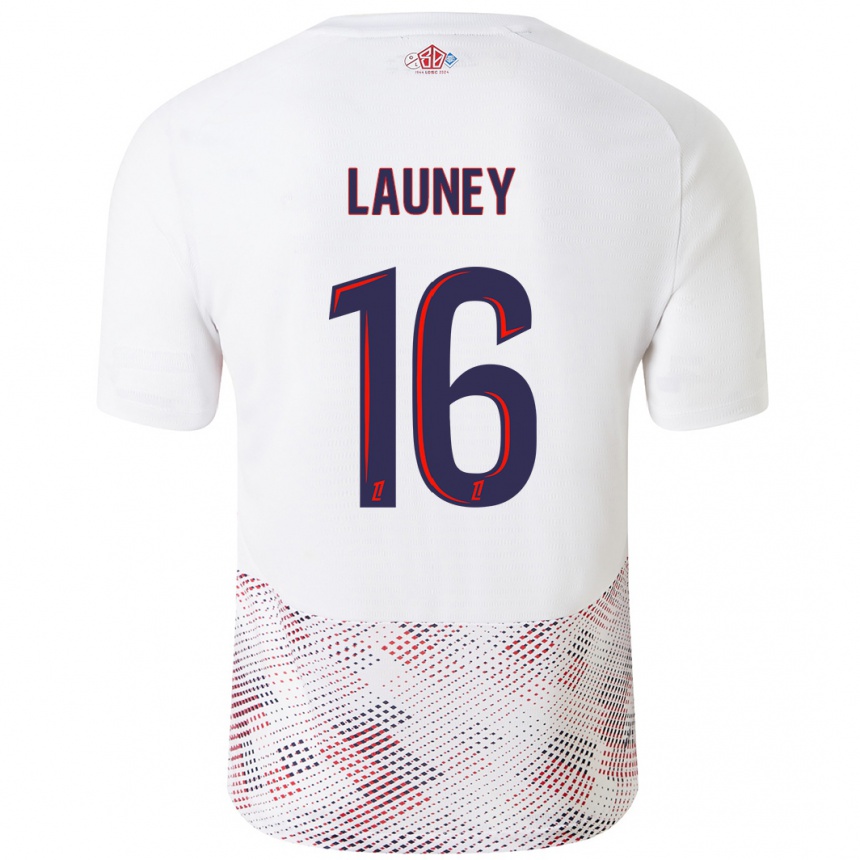 Niño Fútbol Camiseta Elisa Launey #16 Blanco Azul Real 2ª Equipación 2024/25 Argentina