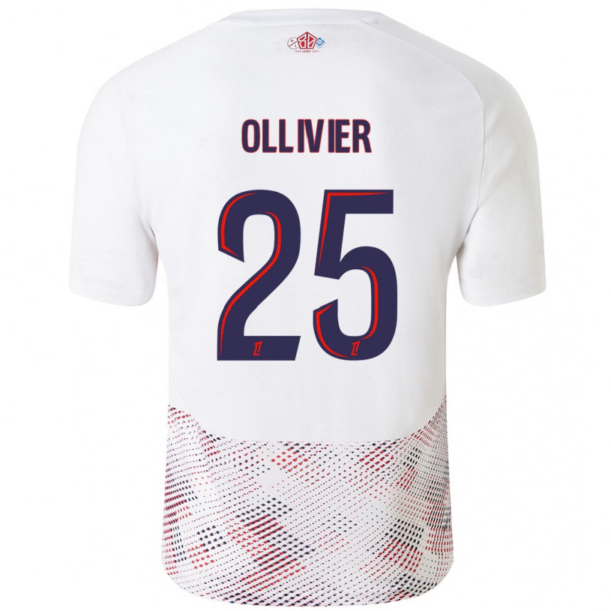 Niño Fútbol Camiseta Agathe Ollivier #25 Blanco Azul Real 2ª Equipación 2024/25 Argentina