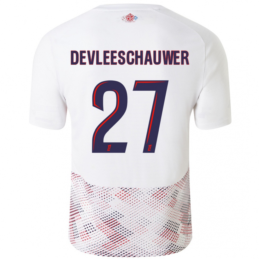 Niño Fútbol Camiseta Gwenaëlle Devleeschauwer #27 Blanco Azul Real 2ª Equipación 2024/25 Argentina