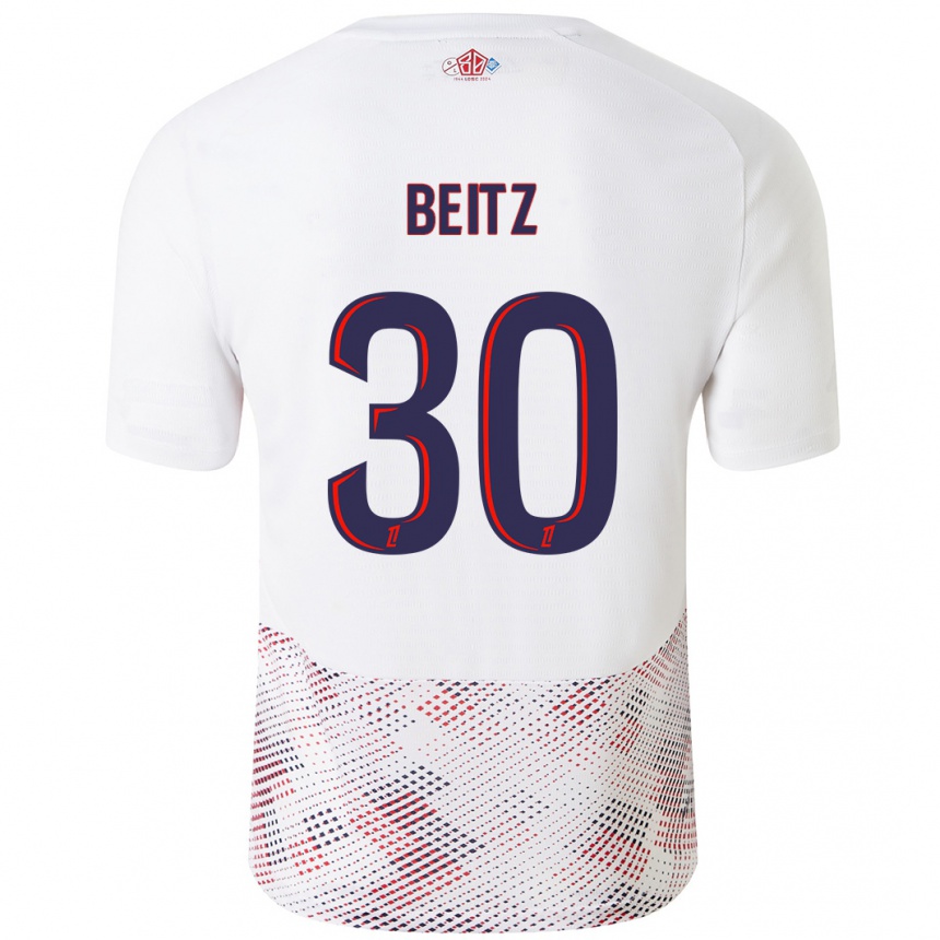 Niño Fútbol Camiseta Taylor Beitz #30 Blanco Azul Real 2ª Equipación 2024/25 Argentina