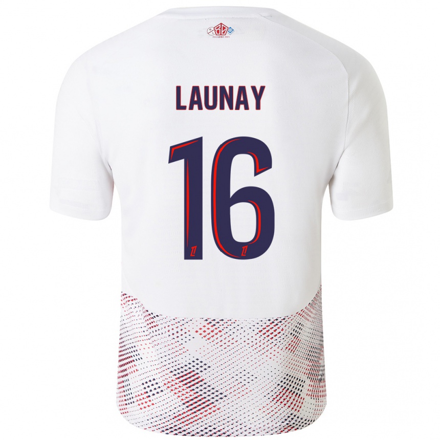 Niño Fútbol Camiseta Elisa Launay #16 Blanco Azul Real 2ª Equipación 2024/25 Argentina