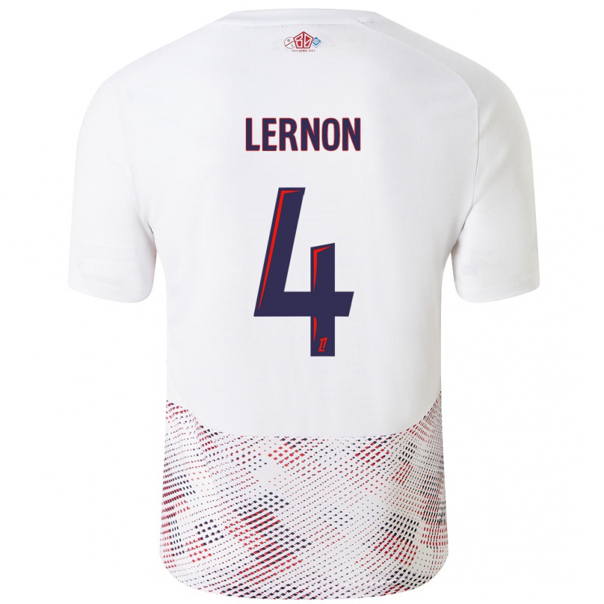 Niño Fútbol Camiseta Jessica Lernon #4 Blanco Azul Real 2ª Equipación 2024/25 Argentina