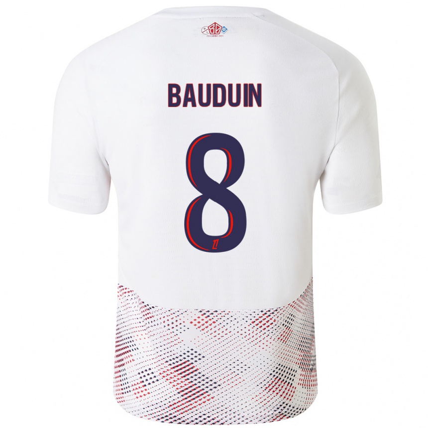 Niño Fútbol Camiseta Justine Bauduin #8 Blanco Azul Real 2ª Equipación 2024/25 Argentina