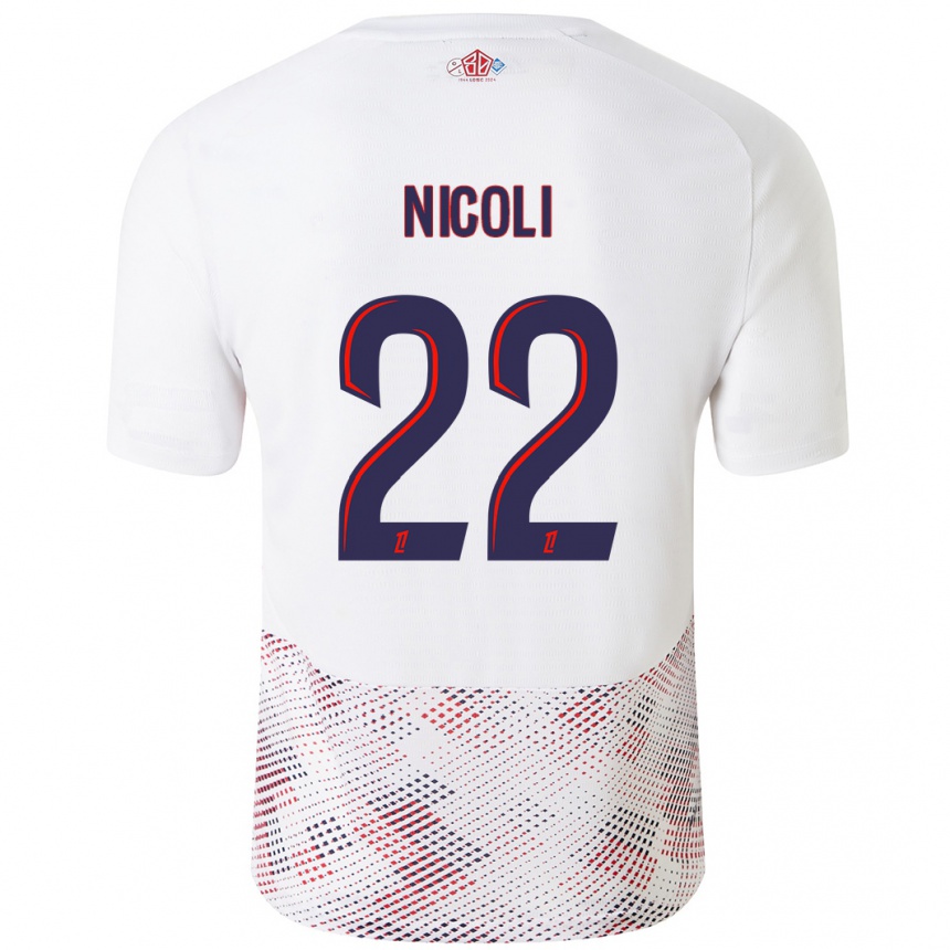 Niño Fútbol Camiseta Morgane Nicoli #22 Blanco Azul Real 2ª Equipación 2024/25 Argentina