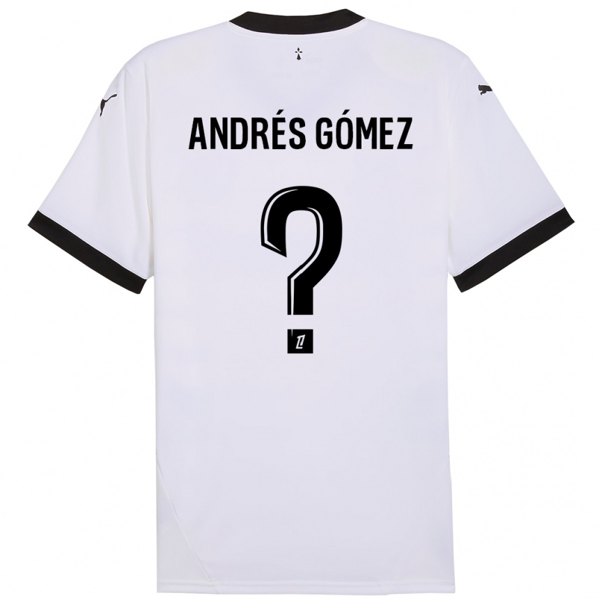 Niño Fútbol Camiseta Carlos Andrés Gómez #0 Blanco Negro 2ª Equipación 2024/25 Argentina