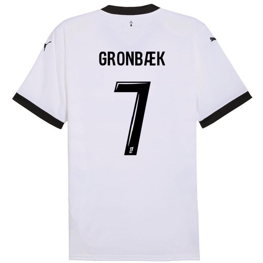 Niño Fútbol Camiseta Albert Grønbaek #7 Blanco Negro 2ª Equipación 2024/25 Argentina