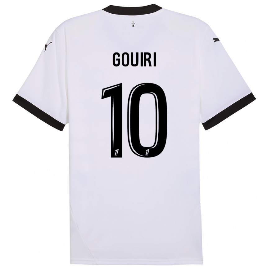 Niño Fútbol Camiseta Amine Gouiri #10 Blanco Negro 2ª Equipación 2024/25 Argentina