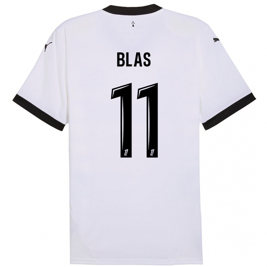 Niño Fútbol Camiseta Ludovic Blas #11 Blanco Negro 2ª Equipación 2024/25 Argentina