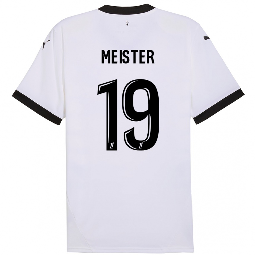 Niño Fútbol Camiseta Henrik Meister #19 Blanco Negro 2ª Equipación 2024/25 Argentina