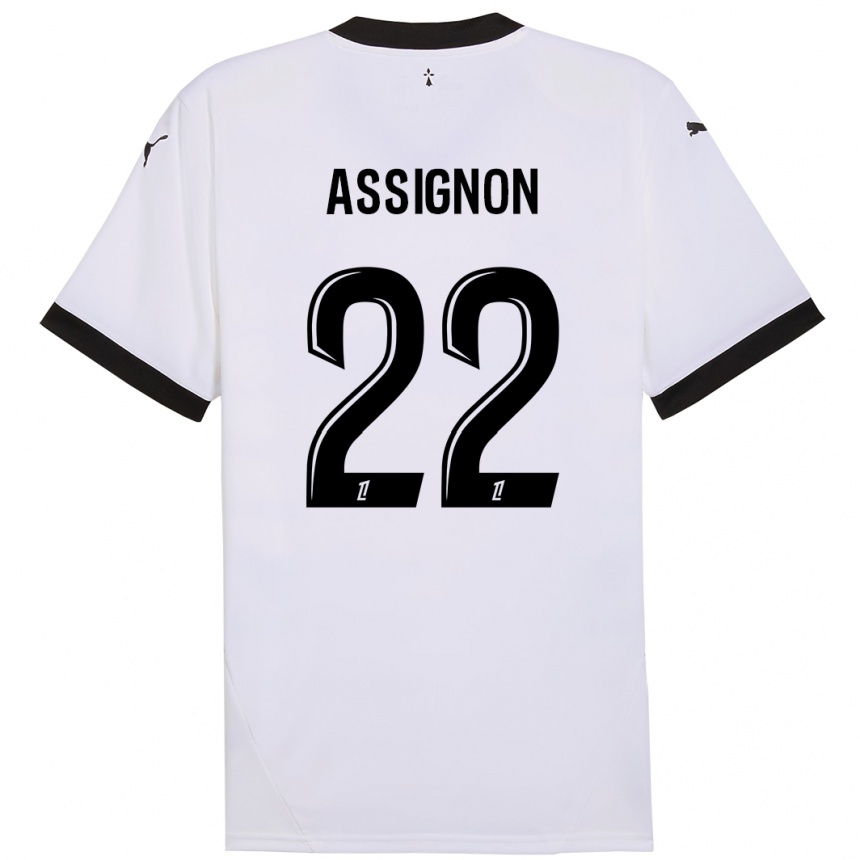 Niño Fútbol Camiseta Lorenz Assignon #22 Blanco Negro 2ª Equipación 2024/25 Argentina