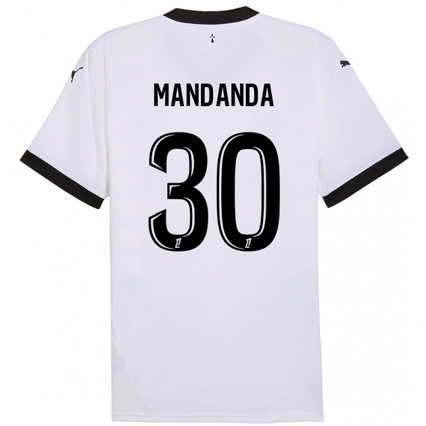 Niño Fútbol Camiseta Steve Mandanda #30 Blanco Negro 2ª Equipación 2024/25 Argentina