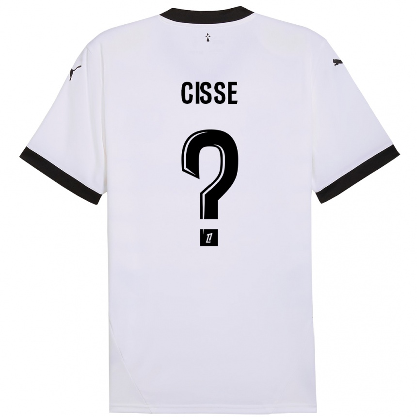 Niño Fútbol Camiseta Djaoui Cissé #0 Blanco Negro 2ª Equipación 2024/25 Argentina