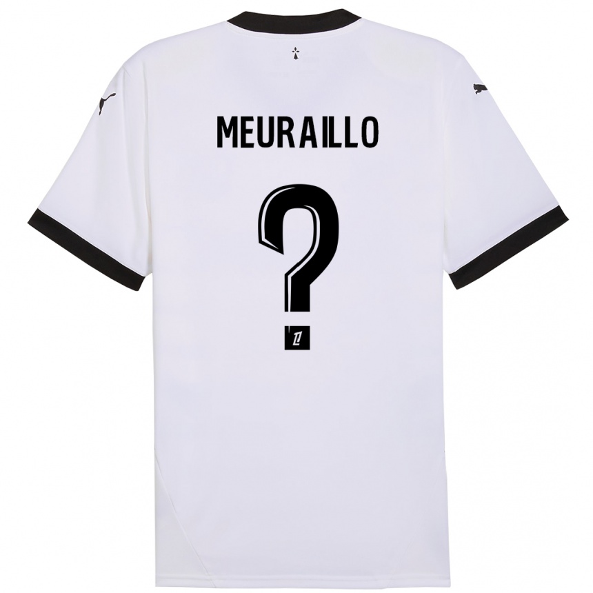 Niño Fútbol Camiseta Thâo Mouapa Mwa Meuraillo #0 Blanco Negro 2ª Equipación 2024/25 Argentina