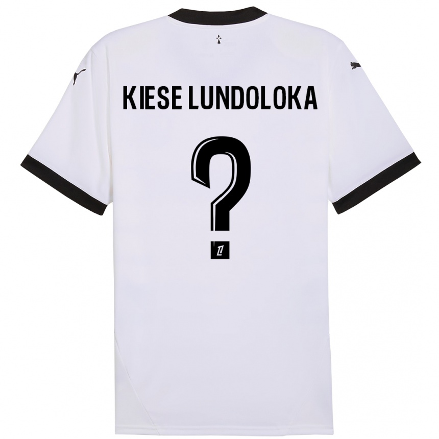 Niño Fútbol Camiseta Jeanslor Kiese Lundoloka #0 Blanco Negro 2ª Equipación 2024/25 Argentina