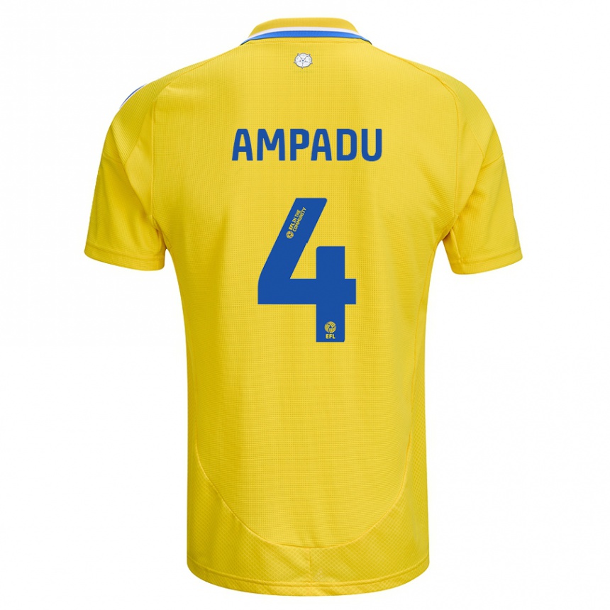 Niño Fútbol Camiseta Ethan Ampadu #4 Amarillo Azul 2ª Equipación 2024/25 Argentina