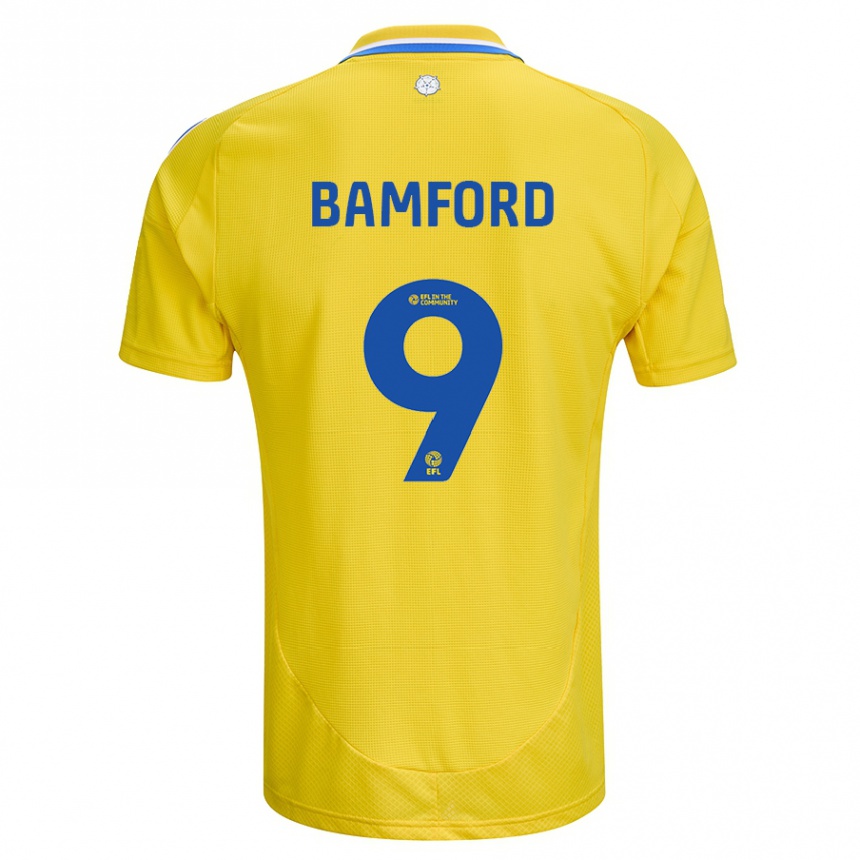 Niño Fútbol Camiseta Patrick Bamford #9 Amarillo Azul 2ª Equipación 2024/25 Argentina