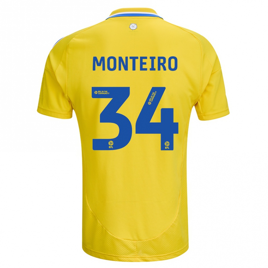 Niño Fútbol Camiseta Diogo Monteiro #34 Amarillo Azul 2ª Equipación 2024/25 Argentina