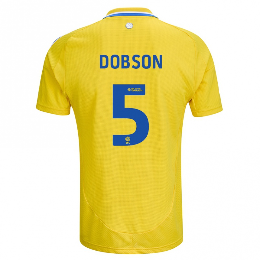 Niño Fútbol Camiseta Ellie Dobson #5 Amarillo Azul 2ª Equipación 2024/25 Argentina