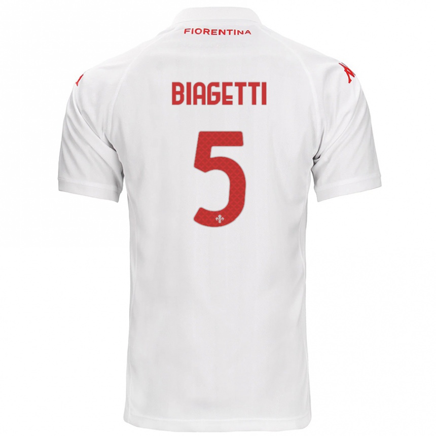 Niño Fútbol Camiseta Christian Biagetti #5 Blanco 2ª Equipación 2024/25 Argentina