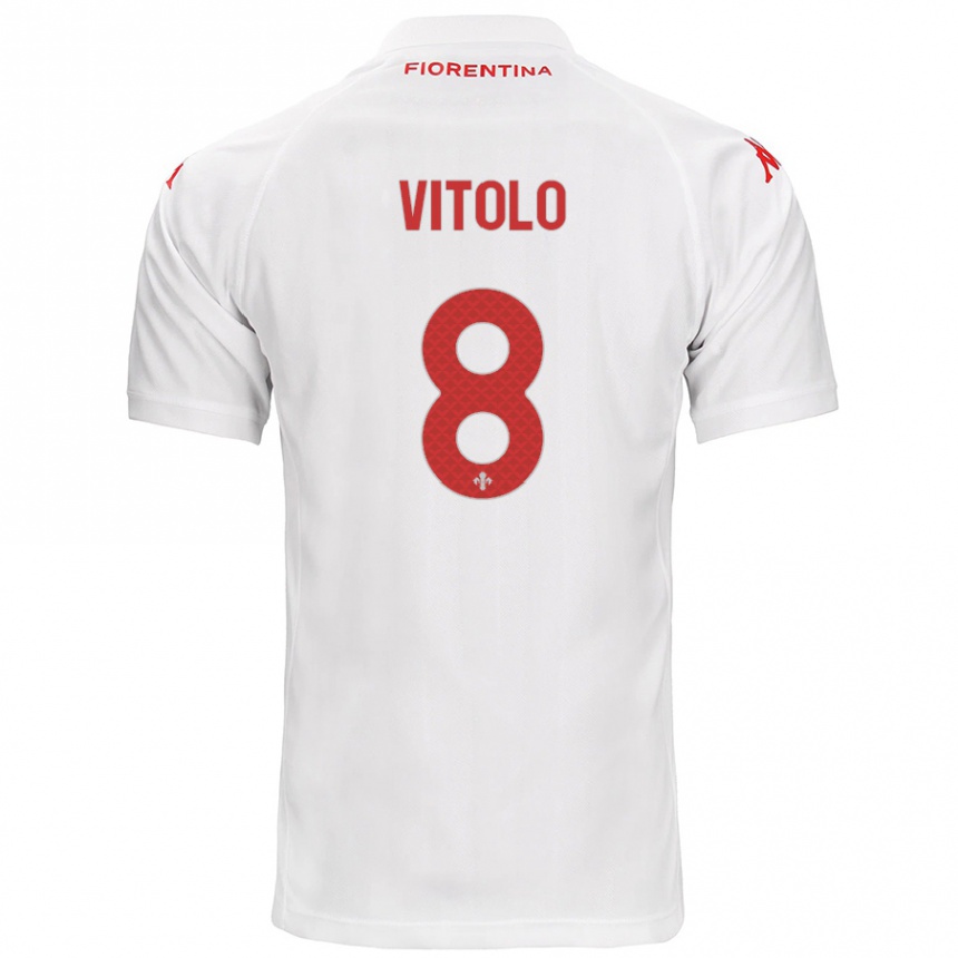 Niño Fútbol Camiseta Federico Vitolo #8 Blanco 2ª Equipación 2024/25 Argentina