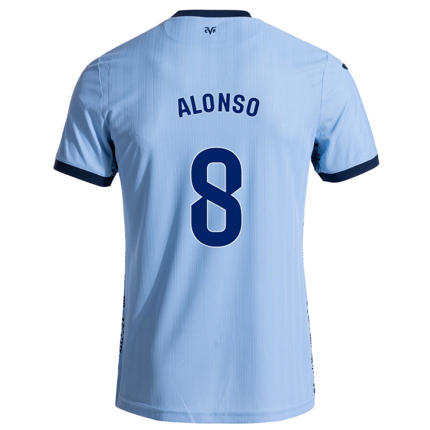 Niño Fútbol Camiseta Rodri Alonso #8 Azul Cielo 2ª Equipación 2024/25 Argentina