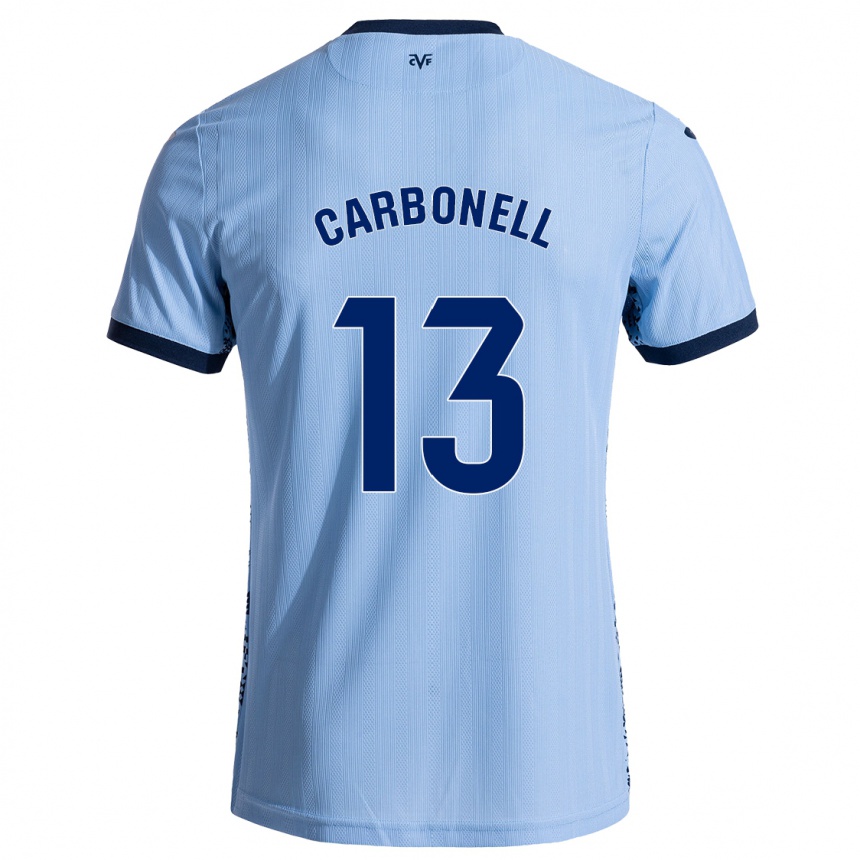 Niño Fútbol Camiseta Carmen Carbonell #13 Azul Cielo 2ª Equipación 2024/25 Argentina