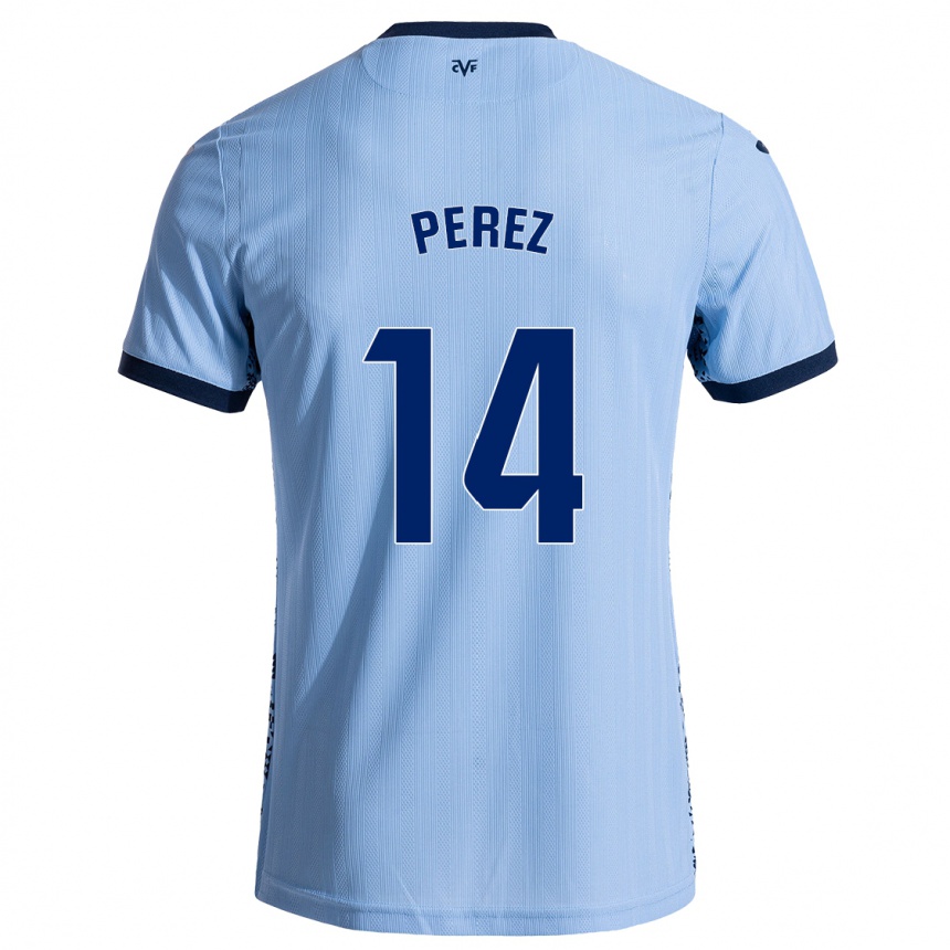 Niño Fútbol Camiseta Nerea Pérez #14 Azul Cielo 2ª Equipación 2024/25 Argentina