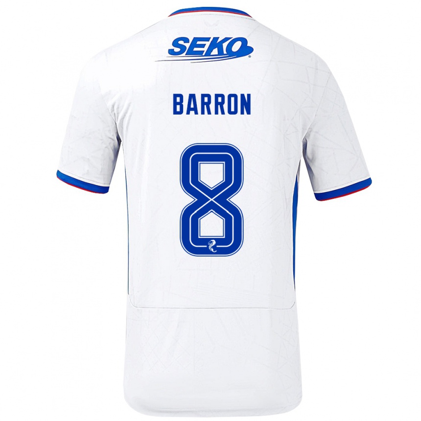 Niño Fútbol Camiseta Connor Barron #8 Blanco Azul 2ª Equipación 2024/25 Argentina