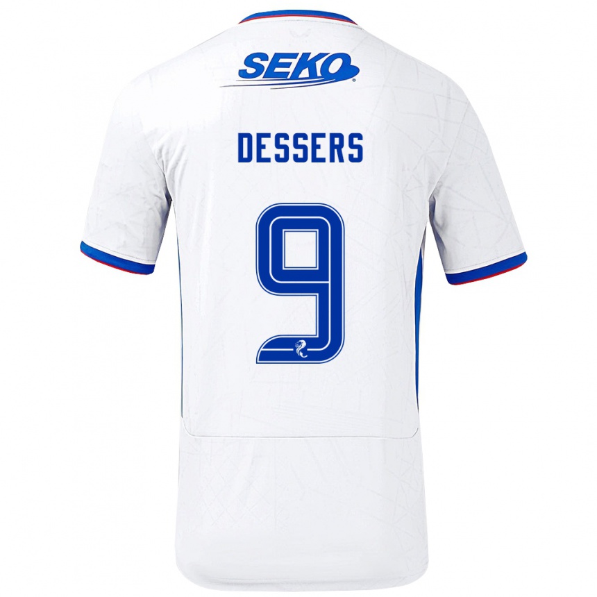 Niño Fútbol Camiseta Cyriel Dessers #9 Blanco Azul 2ª Equipación 2024/25 Argentina