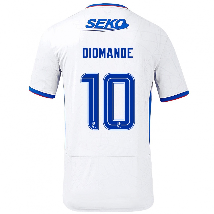 Niño Fútbol Camiseta Mohamed Diomandé #10 Blanco Azul 2ª Equipación 2024/25 Argentina