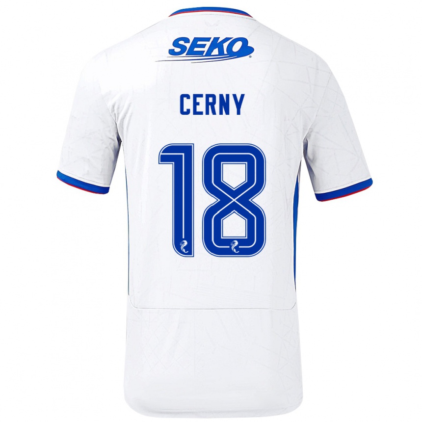 Niño Fútbol Camiseta Vaclav Cerny #18 Blanco Azul 2ª Equipación 2024/25 Argentina