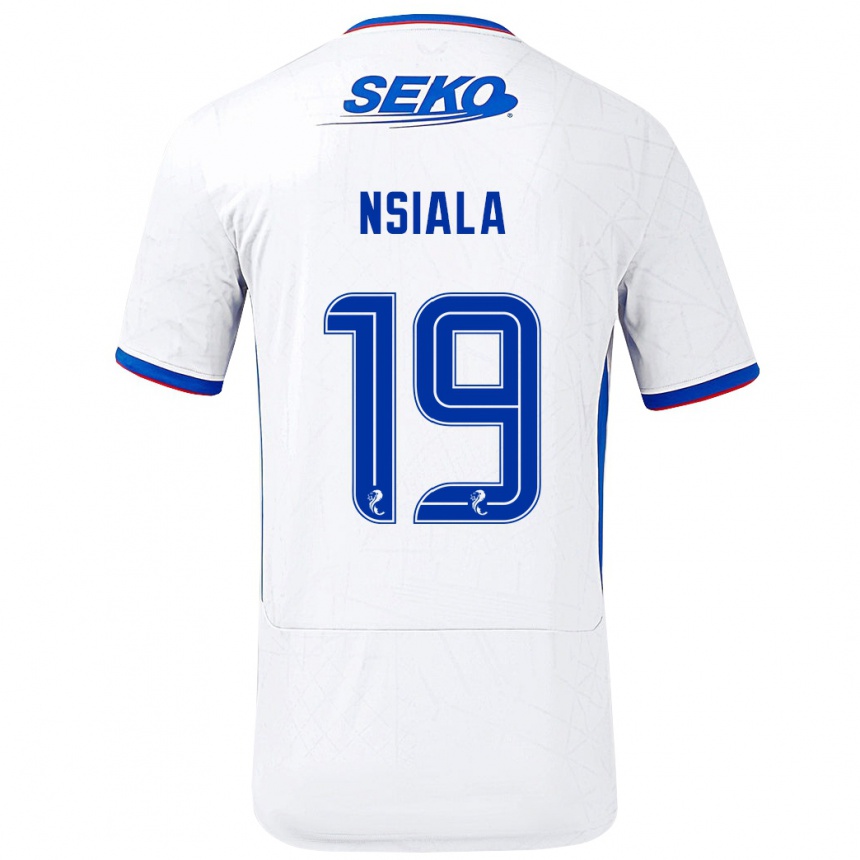 Niño Fútbol Camiseta Clinton Nsiala #19 Blanco Azul 2ª Equipación 2024/25 Argentina