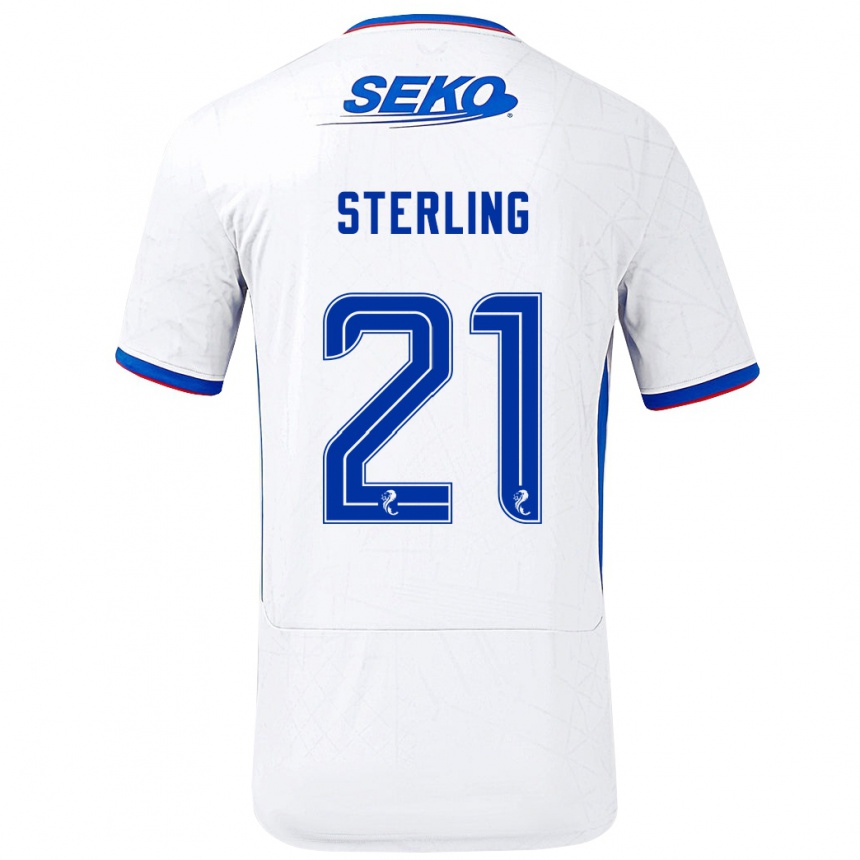 Niño Fútbol Camiseta Dujon Sterling #21 Blanco Azul 2ª Equipación 2024/25 Argentina