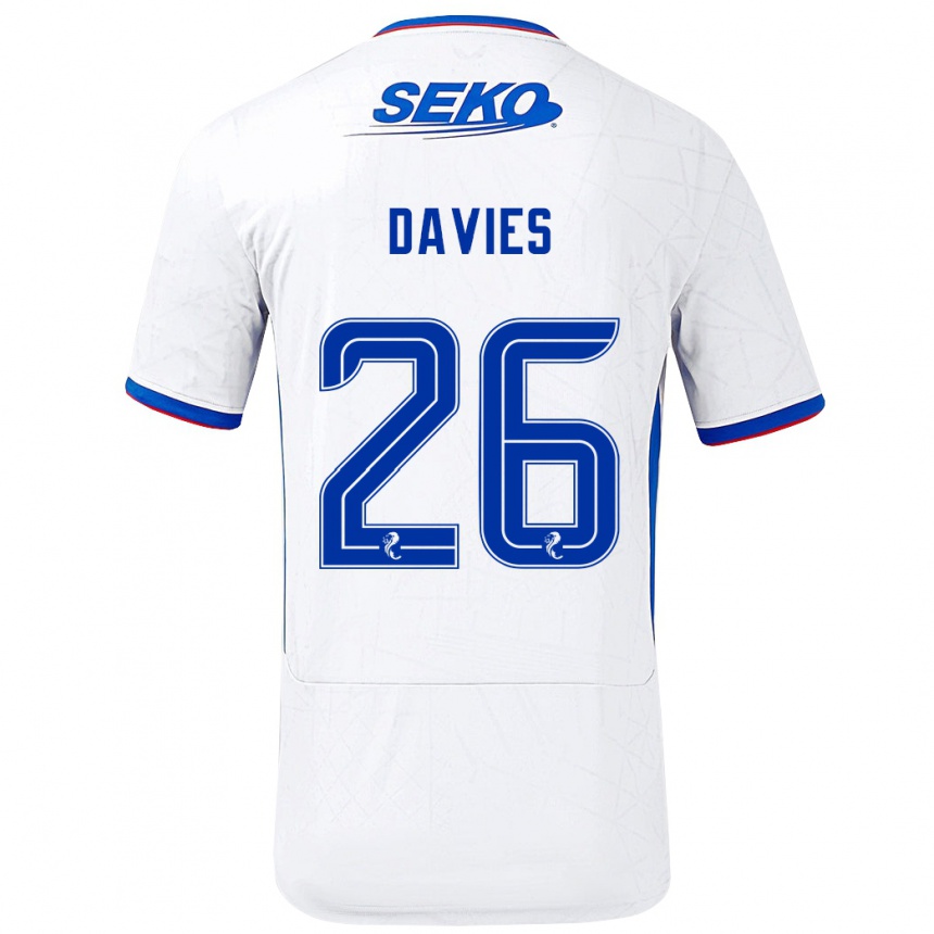 Niño Fútbol Camiseta Ben Davies #26 Blanco Azul 2ª Equipación 2024/25 Argentina