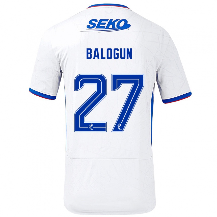 Niño Fútbol Camiseta Leon Balogun #27 Blanco Azul 2ª Equipación 2024/25 Argentina