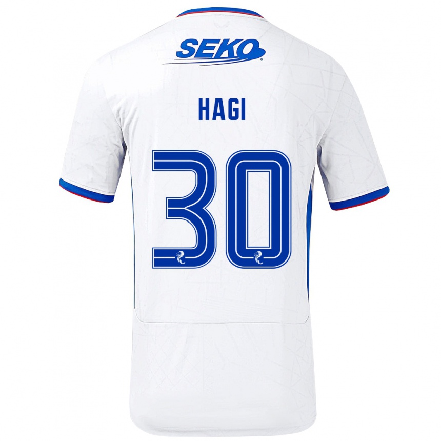 Niño Fútbol Camiseta Ianis Hagi #30 Blanco Azul 2ª Equipación 2024/25 Argentina