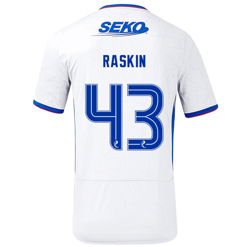 Niño Fútbol Camiseta Nicolas Raskin #43 Blanco Azul 2ª Equipación 2024/25 Argentina