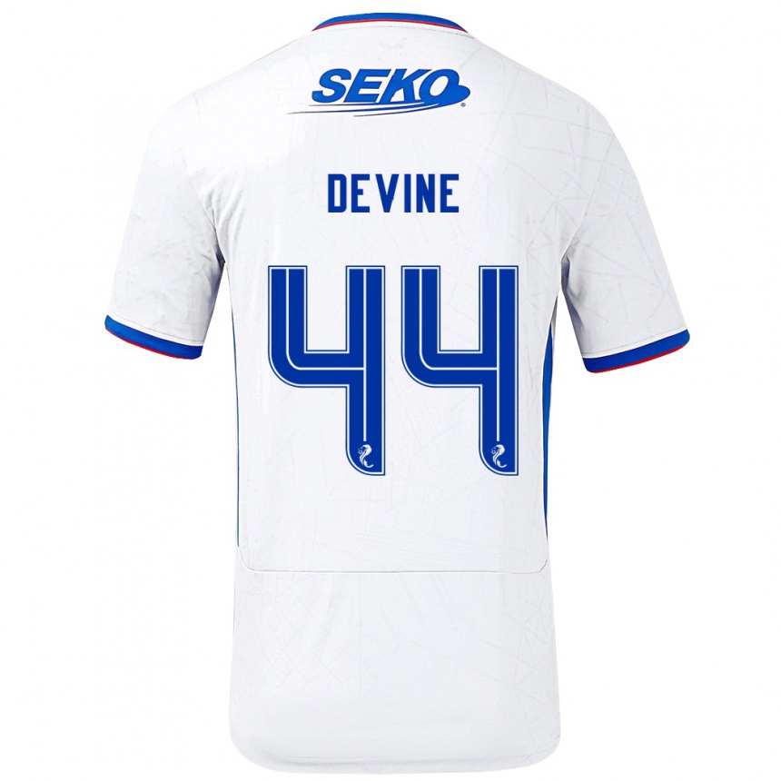 Niño Fútbol Camiseta Adam Devine #44 Blanco Azul 2ª Equipación 2024/25 Argentina