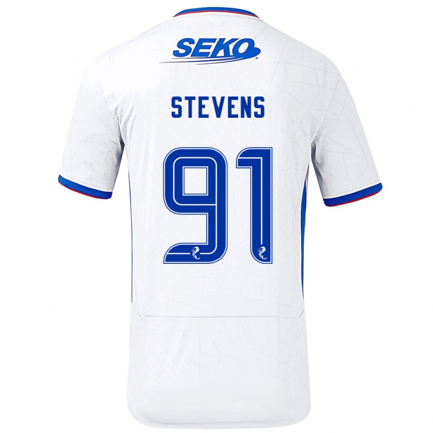 Niño Fútbol Camiseta Archie Stevens #91 Blanco Azul 2ª Equipación 2024/25 Argentina