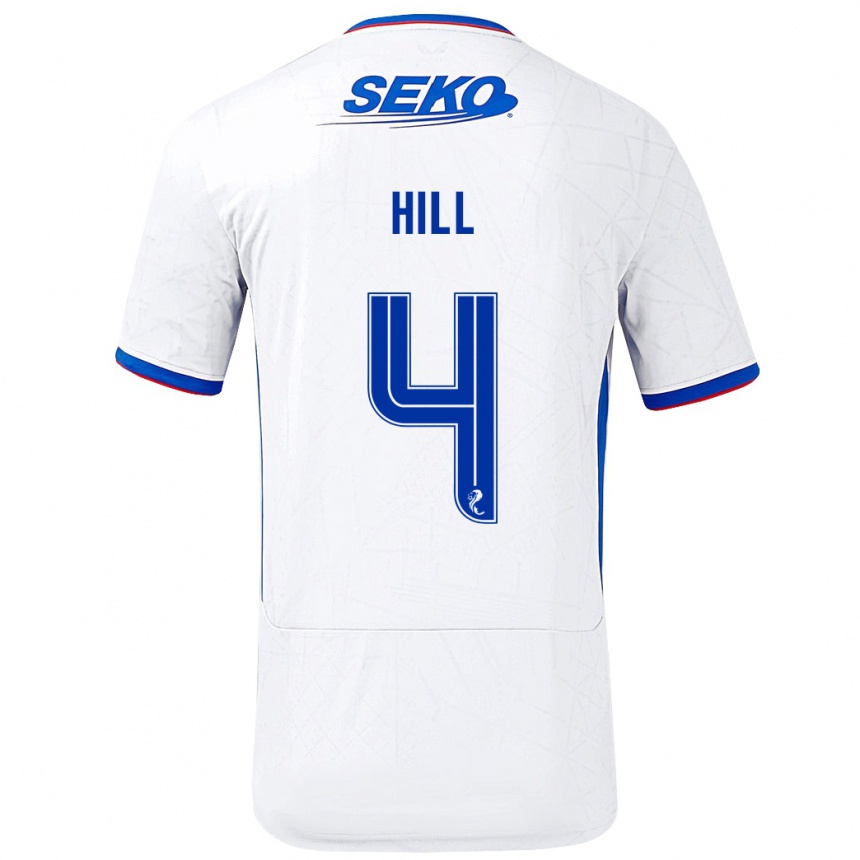 Niño Fútbol Camiseta Kathryn Hill #4 Blanco Azul 2ª Equipación 2024/25 Argentina