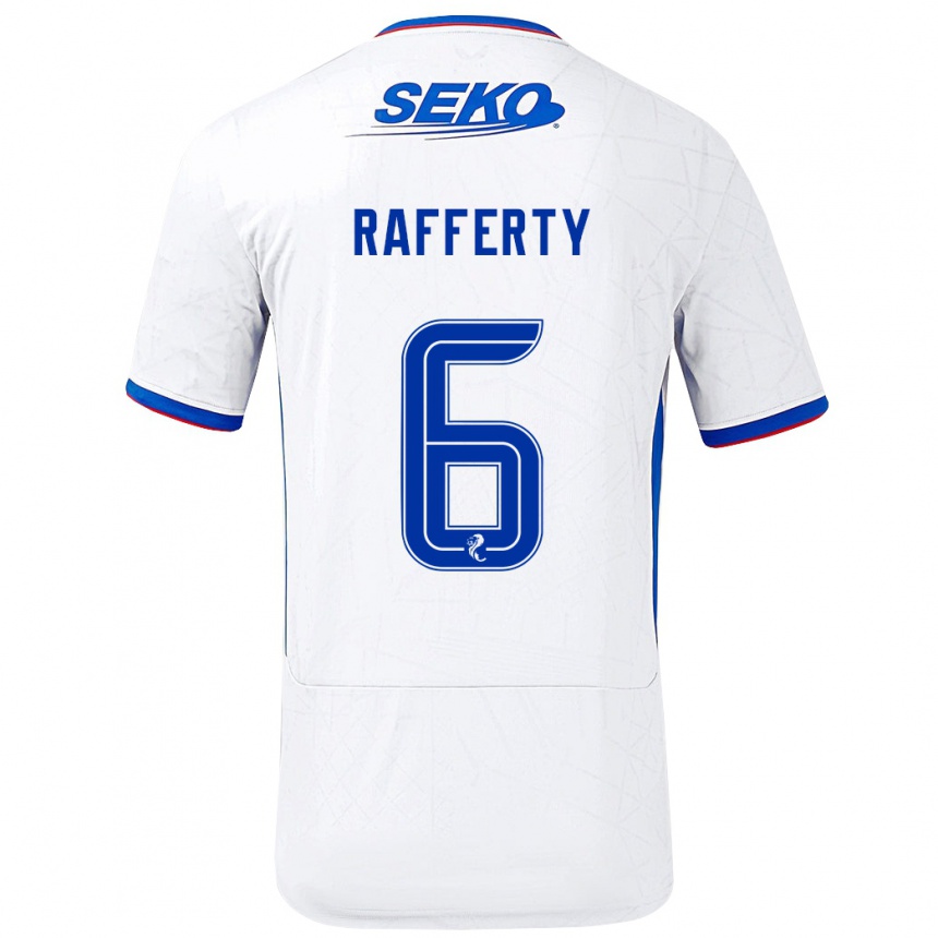 Niño Fútbol Camiseta Laura Rafferty #6 Blanco Azul 2ª Equipación 2024/25 Argentina